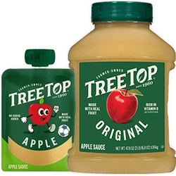 A pouch and jar of Tree Top Apple Sauce